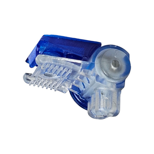 Blazing Blue Gel-Filled Connector isolated view of blue clear housing