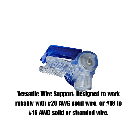 Blazing Blue Gel-Filled Connector infographic on wire gauge versatility