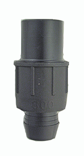 Irritec Easy Loc PVC Adapter, straight profile showing smooth PVC spigot end MPN: ELA34
