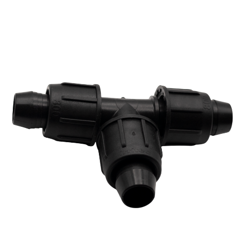 Irritec Easy Loc Tee, top-down view of assembled plumbing fitting MPN: ELT34