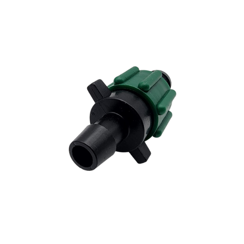 An alternate angled photo of the Irritec Perma-Loc Tape x Barb Tee (A1-T5B400A), emphasizing the 1/4" barb outlet.