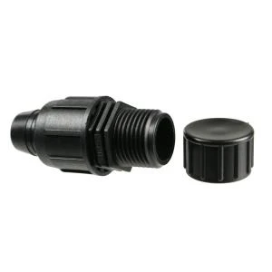 Irritec Easy Loc End Cap, side profile with cap removed to show flush threads MPN: ELMC34
