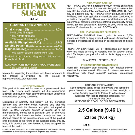 FERTI-MAXX Sugar 3-1-2, 2.5 Gallon