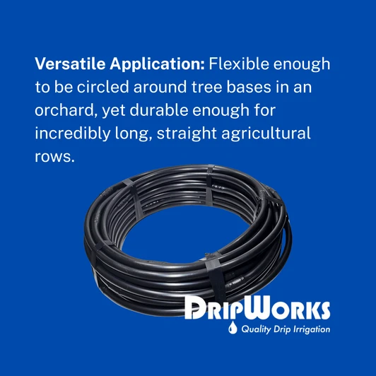 DripWorks Irritec 1/2" Pressure Compensating Tubing 36" Spacing consistent 1 GPH infographic