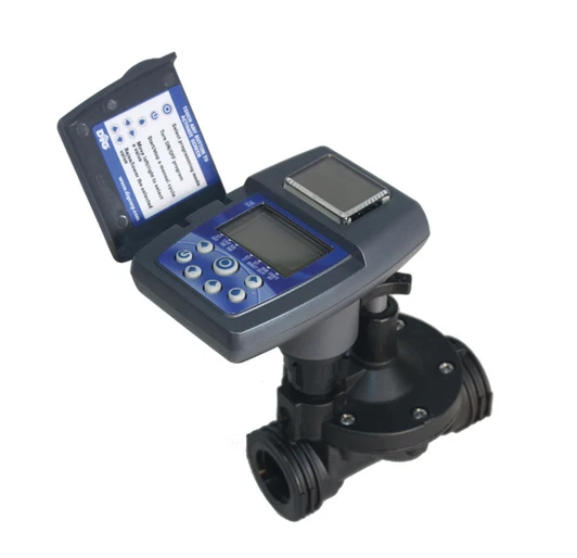 DIG LEIT-1 Solar Timer top angled view on 1.5 inch valve open panel MPN: LEIT-1ILV-150
