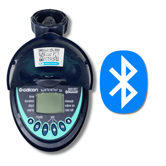Galcon 9001BT Bluetooth Hose End Timer face view with digital display and Bluetooth icon MPN: GAH2S6912BT