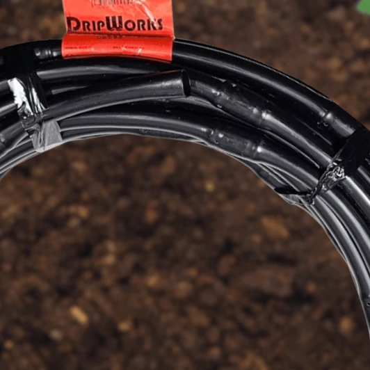 Irritec 1/2" PC Emitter Tubing 9" Spacing roll resting on dark soil