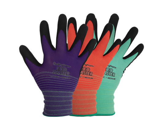 women's garden gloves, bellingham eco master gloves, sustainable gardening gloves, breathable garden gloves, garden gloves with wet grip, recycled PET polyester gloves