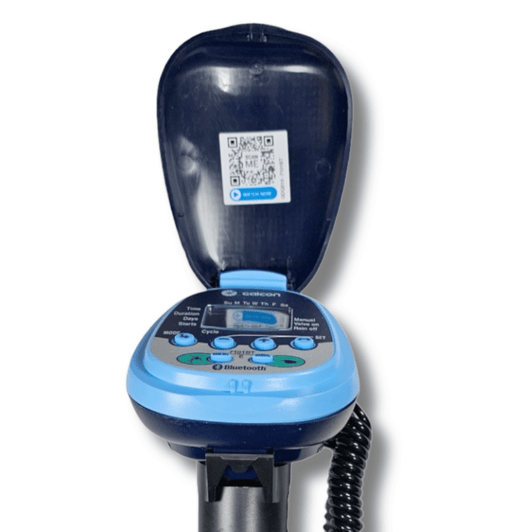 Galcon 7101BT Controller close-up of open lid and LCD screen MPN: GAR6S2312BT