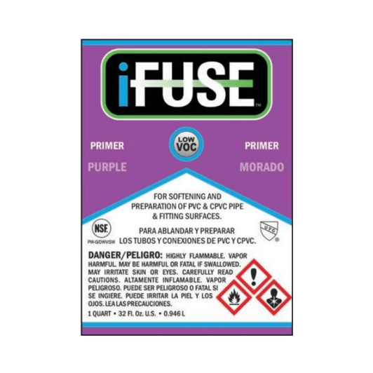 iFUSE Purple Primer 8 oz close-up view of front label and safety warnings