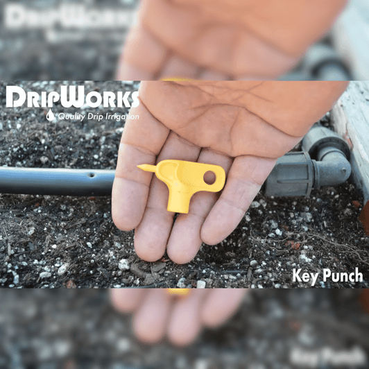 DripWorks Key Punch resting in the palm of a hand showing its compact size MPN: PUKEY
