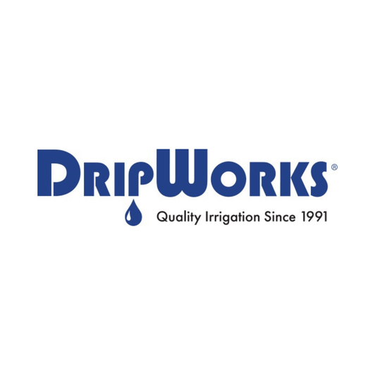 DripWorks brand logo featuring blue text and water drop icon