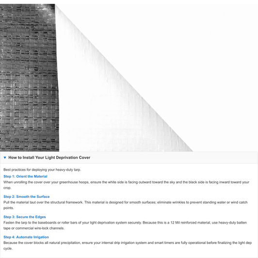 Black/White 12 Mil Cover with product description text overlay.