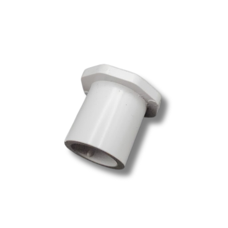 A Dura 1/2" x 1/8" Schedule 40 PVC Reducer Bushing, MPN 438-071. This Spigot x Thread (S x T) fitting glues into a 1/2" slip socket to create a 1/8" female threaded port.
