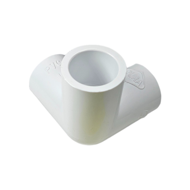 Dura 1/2" PVC Socket Cap angled top view showing white Schedule 40 construction MPN: 447-005