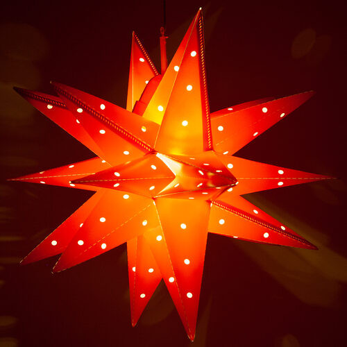 Red Aurora Superstar™ Moravian Star Light, Fold-Flat, Holiday LED
