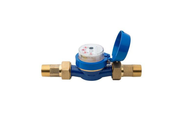 Hunter HC Flow Meter isolated profile with brass fittings MPN: HC075FLOW