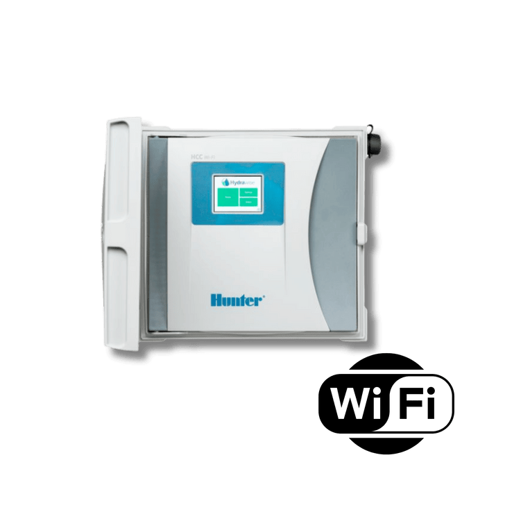 Hunter HCC 8-Station Controller front faceplate with WiFi icon MPN: HCC800PL