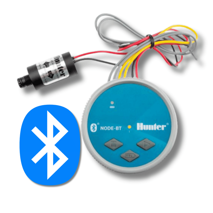 Hunter NODE 1-Station Bluetooth Battery Controller with DC latching solenoid and Bluetooth icon