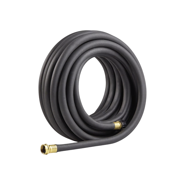 Gilmour 1/2" x 50' Soaker Hose coiled view with brass couplings MPN: 827501-1003