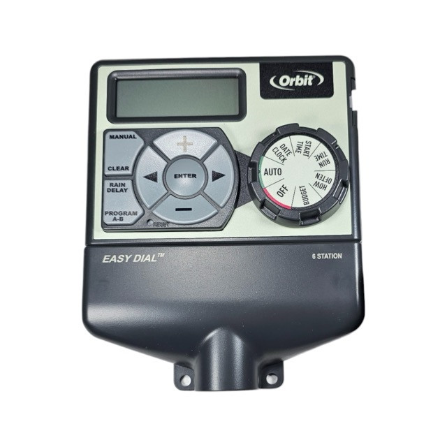 Orbit Easy Dial 6-Station Controller front view with digital screen MPN: 28966