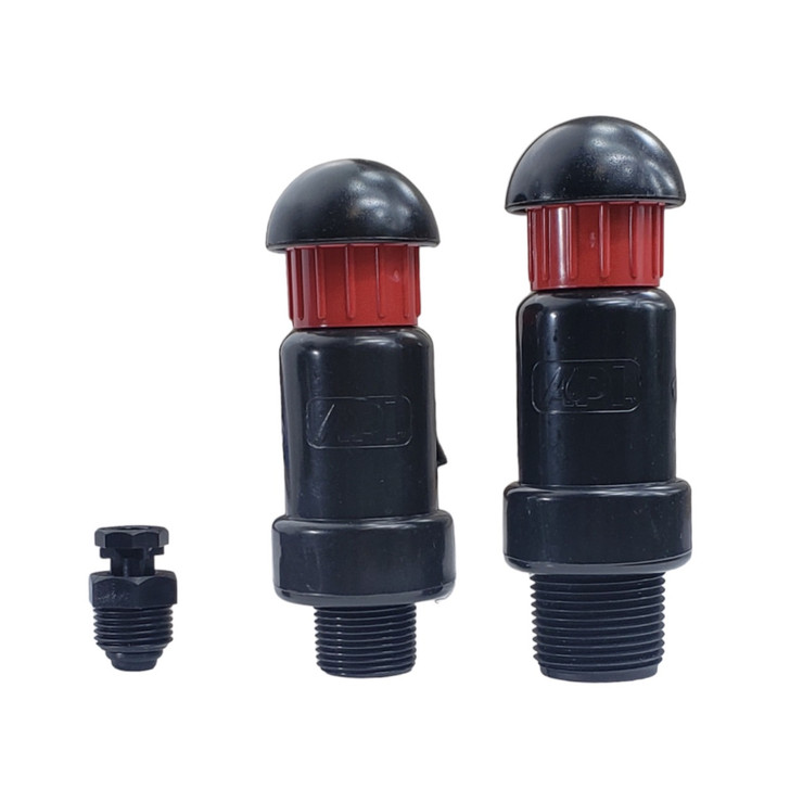Jain Air Bleed Valves group shot showing three different MPT sizes