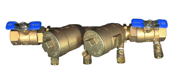 Zurn Wilkins Brass Double Check Valve standard profile with blue caps