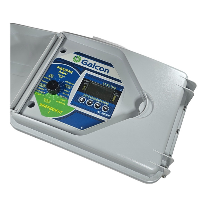 Galcon 800248 AC-24 Controller front view with open lid and control panel MPN: 800248