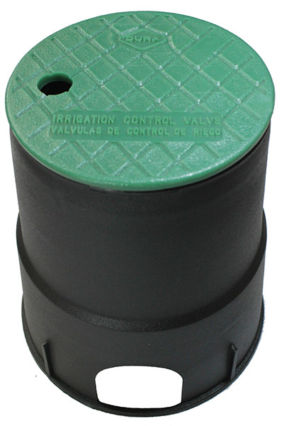 Dura Valve Box close-up of round black body and green lid