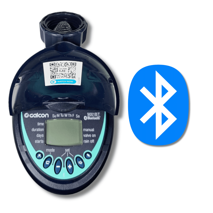 Galcon 9001BT Bluetooth Hose End Timer face view with digital display and Bluetooth icon MPN: GAH2S6912BT