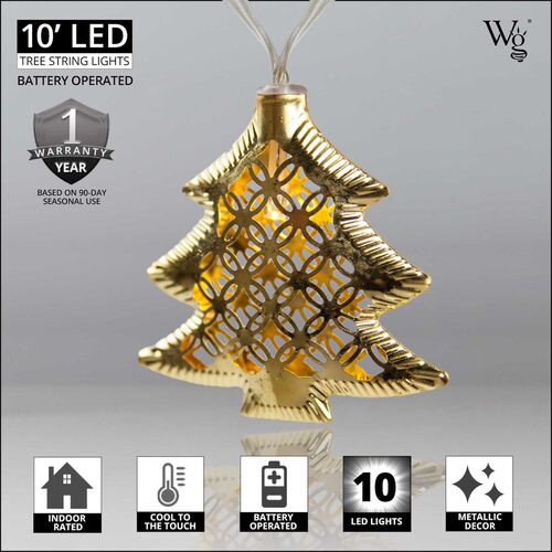 Wintergreen Lighting® 76260 - Battery Operated LED Golden Metal