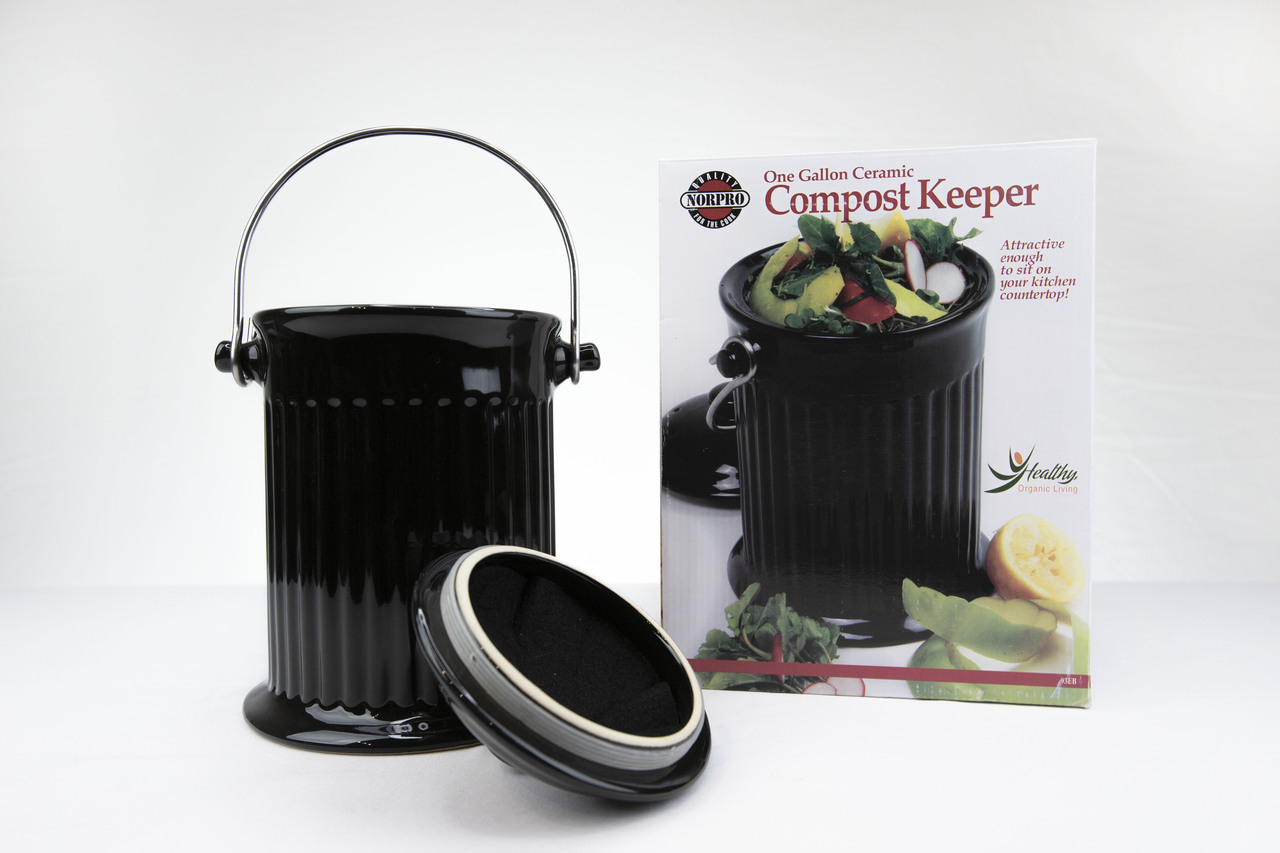 Norpro 1 Gal. Ceramic Kitchen Composter - Black