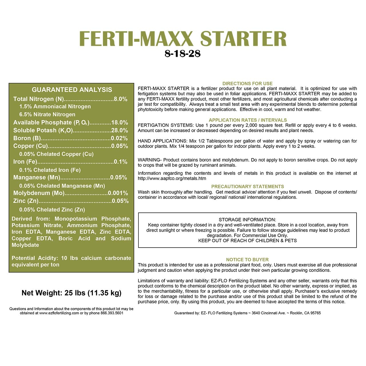 FERTI-MAXX Starter 8-18-28, 25 lb - DripWorks