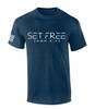 Set Free John 8:36 men's Christian tee - front graphic