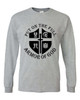 Put on the Full Armor of God men's Christian long sleeve tee - front graphic