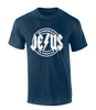 Highway to Heaven Jesus Metal Logo men's Christian tee - design view 3