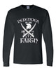 Defender of the Faith Jude 1:3 men's Christian long sleeve tee - front graphic