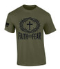 Trenz Shirt Company Mens Christian Tshirt Faith Over Fear Cross With Crown of Thorns Jesus Short Sleeve T-shirt