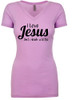 Funny Christian I Love Jesus But I Drink A Little Vee Neck Ladies Tee Heather Grey