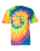 Script Faith Cross Tie Dye men's Christian tee - front graphic