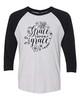 Christian Grace Upon Grace Ladies Baseball Tee Black/Heather White