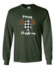 Merry Christmas Buffalo Plaid Leopard Print Trees men's Christian long sleeve tee - front graphic