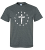 Cross Surrounded By Patriotic Betsy Ross Flag 13 Stars men's Christian tee - design view 16