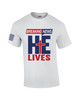 Breaking New He Lives Jesus Christ men's Christian tee - design view 4