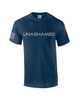 Unashamed Cross American Flag men's Christian tee - front graphic