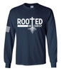 Rooted In Christ Tree Roots men's Christian long sleeve tee - design view 5