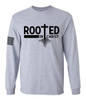Rooted In Christ Tree Roots men's Christian long sleeve tee - design view 6