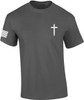 Mens Christian Shirt Faith Cross Crest American Flag Sleeve T-shirt Graphic Tee