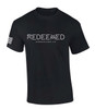 Redeemed Ephesians 1:7 Scripture American Flag Sleeve men's Christian tee - design view 3