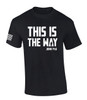 This Is The Way John 14:6 Scripture American Flag Sleeve men's Christian tee - front graphic